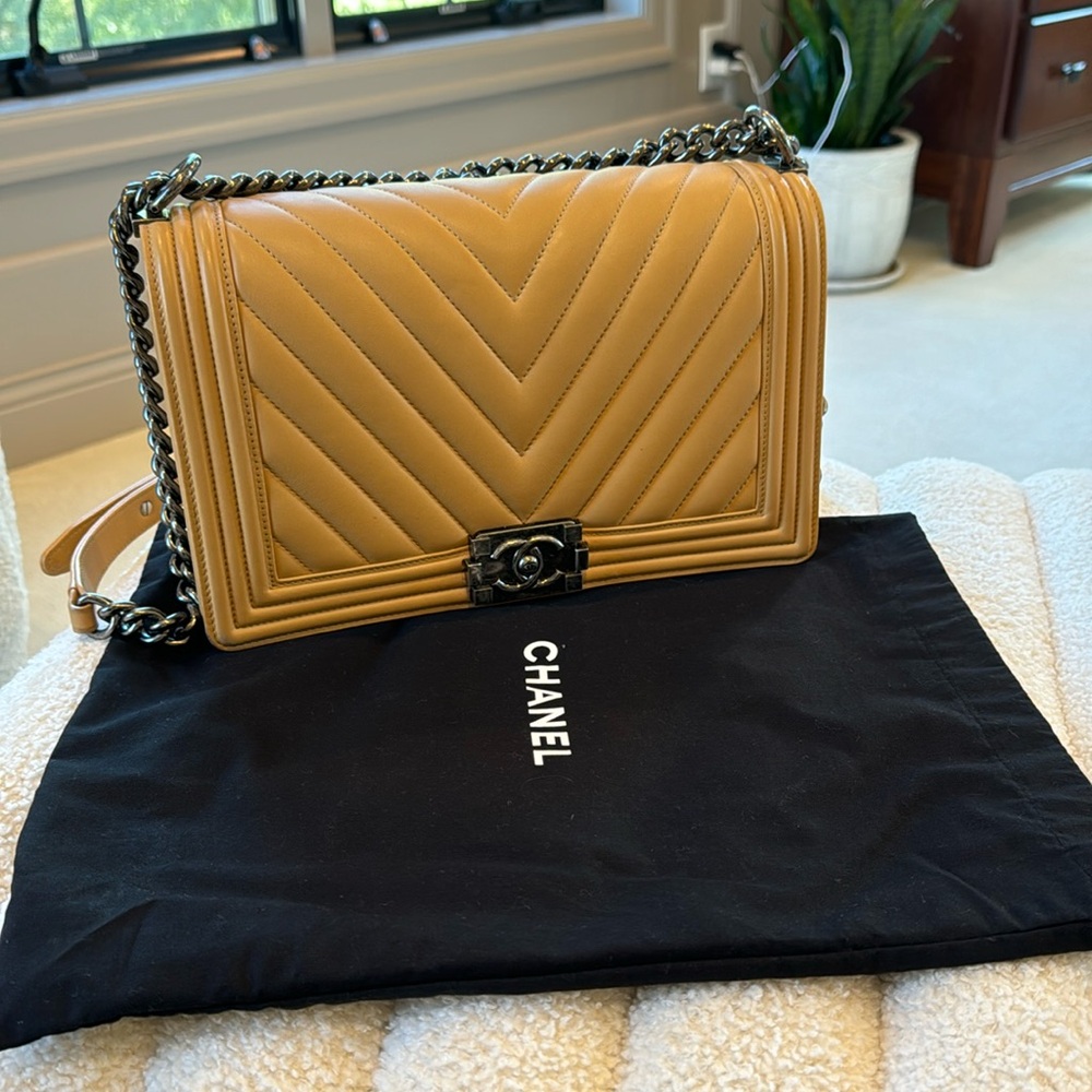 Chanel boy bag with ruthenium hardware